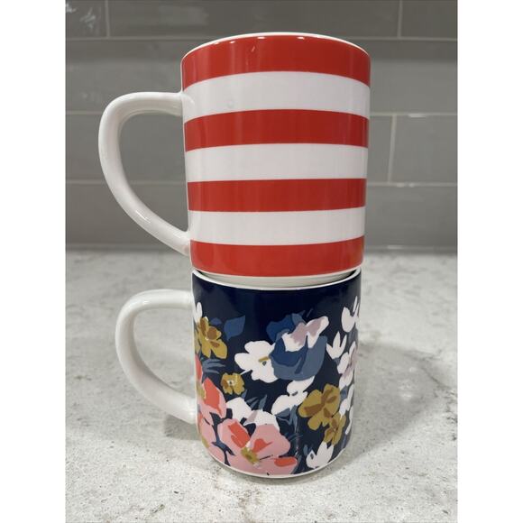 Set 2 Stackable JOULES 10oz Mugs Bone China Dachshund Dog + Floral Boxed Gift - Picture 11 of 11